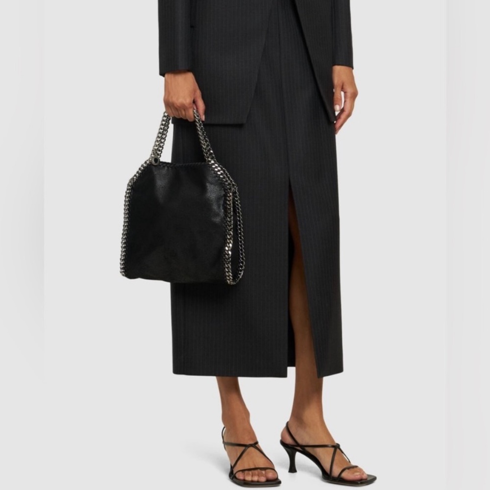 Stella McCartney Falabella Mini Faux Brushed Leather Black Edgy Chain Bag - Picture 9 of 16